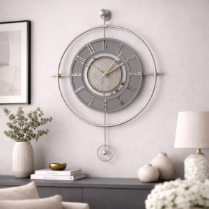 Çark pırlanta gümüş ledli exclusive duvar saati