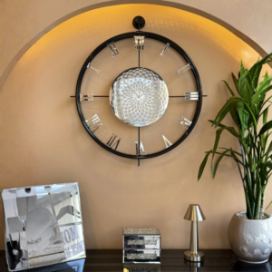 Home chakra roma siyah gümüş kadran exclusive modern duvar saati