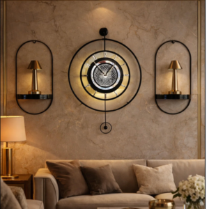 Çark pırlanta gold ledli exclusive duvar saati (kopya)